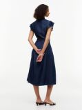 Blue Denim Fit And Flare Midi Dress  Women