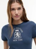 Μπλε T-Shirt Σε Στενή Γραμμή Με Εφέ Washed  Γυναίκες