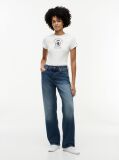 Άσπρο T-Shirt Σε Στενή Γραμμή Με Εφέ Washed  Γυναίκες