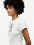 Άσπρο T-Shirt Σε Στενή Γραμμή Με Εφέ Washed  Γυναίκες
