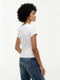 Άσπρο T-Shirt Σε Στενή Γραμμή Με Εφέ Washed  Γυναίκες