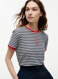 Multi Logo Embroidery Ringer T-Shirt  Women