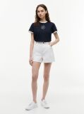 Blue Logo Embroidery Ringer T-Shirt  Women