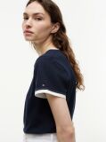 Blue Logo Embroidery Ringer T-Shirt  Women