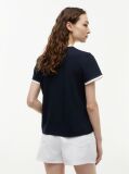 Blue Logo Embroidery Ringer T-Shirt  Women