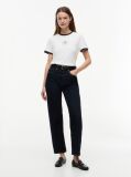 White Logo Embroidery Ringer T-Shirt  Women