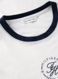 White Logo Embroidery Ringer T-Shirt  Women