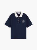 Blue Regular Fit Gold-Tone Button Polo Shirt  Women