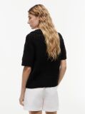 Μαύρο Κοντομάνικο Πλεκτό Πόλο Σε Άνετη Γραμμή  Γυναίκες