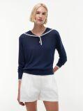 Blue Relaxed Sailor Collar Jumper With Silk  Women