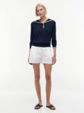 Blue Relaxed Sailor Collar Jumper With Silk  Women