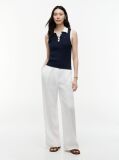 Blue Cable Knit Slim Sleeveless Polo Jumper  Women