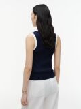 Blue Cable Knit Slim Sleeveless Polo Jumper  Women
