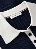Blue Cable Knit Slim Sleeveless Polo Jumper  Women