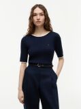 Blue Cable Knit Boat Neck Short Sleeve Jumper  Women