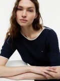 Blue Cable Knit Boat Neck Short Sleeve Jumper  Women