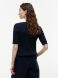 Blue Cable Knit Boat Neck Short Sleeve Jumper  Women