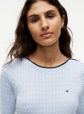 Blue Cable Knit Boat Neck Short Sleeve Jumper  Women