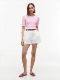 Pink Cable Knit Boat Neck Short Sleeve Jumper  Women