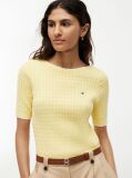 Yellow Cable Knit Boat Neck Short Sleeve Jumper  Women