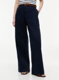 Blue Logo Embroidery Wide Leg Chinos  Women