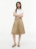 Beige Pleated Midi Chino Skirt  Women