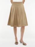 Beige Pleated Midi Chino Skirt  Women