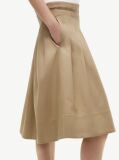 Beige Pleated Midi Chino Skirt  Women