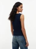 Blue Slim Boat Neck Tank Top  Women