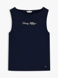 Blue Slim Boat Neck Tank Top  Women