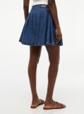 Blue Mid Rise Pleated Denim Midi Skirt  Women
