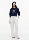 Blue Logo Embroidery Relaxed Crew Neck Jumper  Women