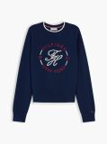 Blue Logo Embroidery Relaxed Crew Neck Jumper  Women