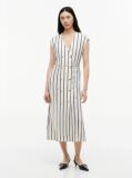Multi Gold-Tone Button Stripe Midi Dress  Women