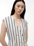 Multi Gold-Tone Button Stripe Midi Dress  Women