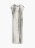 Multi Gold-Tone Button Stripe Midi Dress  Women