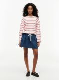 Multi Stripe Drawstring Hem Long Sleeve T-Shirt  Women