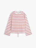 Multi Stripe Drawstring Hem Long Sleeve T-Shirt  Women