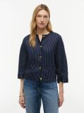 Multi Relaxed Gold-Tone Button Pinstripe Blouse  Women