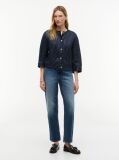 Multi Relaxed Gold-Tone Button Pinstripe Blouse  Women