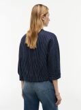 Multi Relaxed Gold-Tone Button Pinstripe Blouse  Women