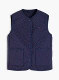Blue Padded Flag Quilted Sleeveless Liner  Women