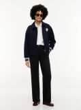 Black Straight Leg Twill Trousers  Women