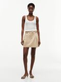 Beige Pleated Twill Chino Mini Skirt  Women