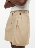 Beige Pleated Twill Chino Mini Skirt  Women
