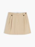 Beige Pleated Twill Chino Mini Skirt  Women