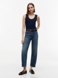 Blue Gold-Tone Button Ribbed Tank Top  Women