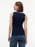 Blue Gold-Tone Button Ribbed Tank Top  Women