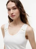 White Gold-Tone Button Ribbed Tank Top  Women