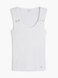 White Gold-Tone Button Ribbed Tank Top  Women